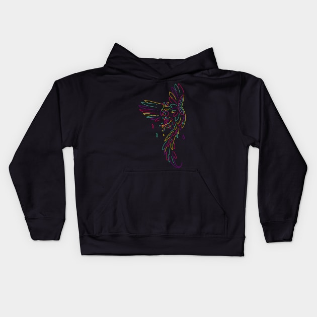 flying bird monoline Kids Hoodie by Mako Design 